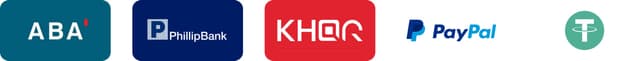 Accepted payment methods: ABA, Phillip Bank, KHQR, PayPal, Wing